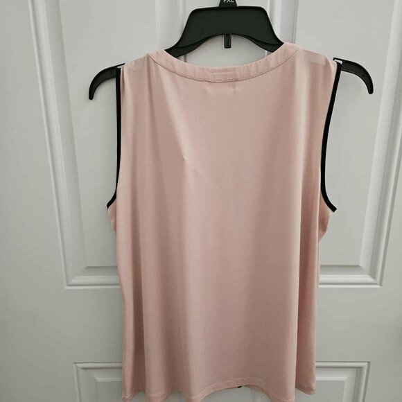 Calvin Klein blush & black sleeveless split neck top - Picture 2 of 2